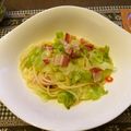 melmarilyn's cooksnap of when they made ベーコンとレタスのペペロンチーノ.