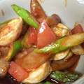 CoffeeCoco's cooksnap of when they made アスパラとゆで卵のチリ風炒め.