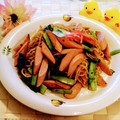 ももちゃんのれしぴ's cooksnap of when they made おさかなソーセージの焼きそば♪.