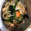 ころん♬'s cooksnap of when they made ほうれん草の巣ごもり月見うどん.