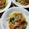 ティグス's cooksnap of when they made 時短・豚バラとキノコのあんかけ焼きそば.