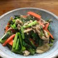 MTKKB's cooksnap of when they made かき菜と人参と豚肉の黒酢生姜焼き.