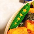 おかぶ〜ま's cooksnap of when they made スナップえんどうを可愛く♪キャラ弁に〜♪.