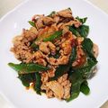 amjkao's cooksnap of when they made 節約！ 長ネギ青い部分と豚こま炒め.