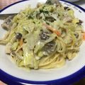 しゅーびる's cooksnap of when they made さば缶とキャベツのあっさりクリームパスタ.