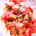 myumyuシンバ's cooksnap of when they made トマトとベーコンのごまぶっかけ素麺.