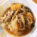 クックMH4QY8☆'s cooksnap of when they made 厚揚げと肉のすき煮(豚バラ、牛肉など).