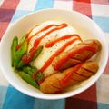 runa10's cooksnap of when they made アスパラとウインナーと目玉焼き丼♪.