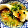 earth。's cooksnap of when they made 簡単！和食タラの玉ねぎ餡掛け～白だしで～.