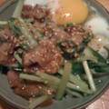 ブドウ畑's cooksnap of when they made とろとろ豚とシャキっと水菜のすき煮温玉丼.