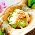 makichihua's cooksnap of when they made カブとオクラ・かに蒲鉾の酢の物☆土佐風♪.