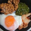 まな姫's cooksnap of when they made めかぶ納豆の温泉卵とキムチ和え.