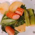 クックS5N2AF☆'s cooksnap of when they made 菜の花・新じゃが・ウインナーの醤油炒め♬.