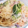 YUKIKOblue's cooksnap of when they made 海老とブロッコリーのクリームパスタ.