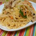 クックGCMPUO☆'s cooksnap of when they made 牛乳で作るしめじとベーコンクリームパスタ.