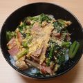 夜盗エメラルド's cooksnap of when they made ほうれん草とベーコンと卵のバター醤油丼♡.