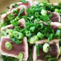 zuzu23's cooksnap of when they made まぐろのタタキ、八尾名物、旭ポン酢ソース.