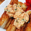 yknobi's cooksnap of when they made 揚げちくわのマヨキムチのせ.