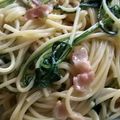 かたのさくら's cooksnap of when they made 時短簡単☆美味♡春菊とベーコンのパスタ.