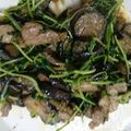 ahayas's cooksnap of when they made なすと豆苗と豚バラのピリ辛味噌炒め.