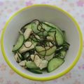 mmameco's cooksnap of when they made 【糖質オフ】蒸し鶏とキュウリの塩昆布和え.
