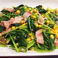 かず☆1116's cooksnap of when they made ほうれん草とコーン・ベーコンのバター炒め.
