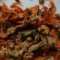 tolatte's cooksnap of when they made 豚肉とにんじん、ピーマンの卵とじ.