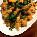 ろーたすキッチン's cooksnap of when they made 豚こまカリカリ揚げ・キムチチーズのソース.