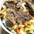 ひな☆☆みー's cooksnap of when they made 牛モモ肉スライス de ステーキ丼.