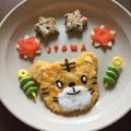 ＊ヴァレーシカ＊'s cooksnap of when they made 1歳のしまじろうバースデープレート.