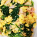 ＹＯＵ太's cooksnap of when they made ほうれん草とベーコンのめんたい卵炒め.
