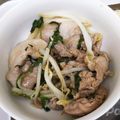 ももも02's cooksnap of when they made 青じそ香る♪豚こま肉の炒め物★モヤシ添え.