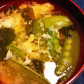 ☆mamingo☆'s cooksnap of when they made 絹さやと卵とワカメの味噌汁.