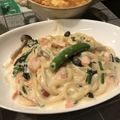cocoa♡love's cooksnap of when they made 超簡単！ほうれん草の濃厚クリームパスタ.