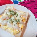 mik73i's cooksnap of when they made ちょっと豪華に！エビ卵サラダトースト.