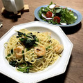 ゆたも1002's cooksnap of when they made えびとほうれん草の和風パスタ.