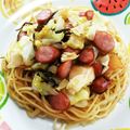 こげ岡's cooksnap of when they made 塩こんぶとキャベツとウインナーのパスタ.