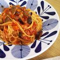 はぴこにゃん's cooksnap of when they made ベーコンと茄子のトマトソースパスタ.