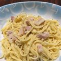 ゆうmama0816's cooksnap of when they made シェフ直伝時短カルボナーラ スパゲティー.