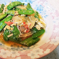 momoco's cooksnap of when they made 絹さやとカニカマの卵とじ.