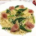 グリンピのごはん's cooksnap of when they made 菜花と生ハムの春パスタ.