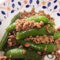 猫のミイヤ's cooksnap of when they made スナップえんどうとひき肉のさっと煮.