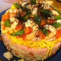 magtaki's cooksnap of when they made 豪華な豪華なケーキ型ちらし寿司.