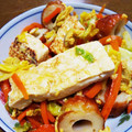 まあちゃんとペロ's cooksnap of when they made 豆腐とちくわの卵炒め.