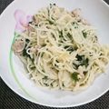 おにおんすーぷ☆'s cooksnap of when they made ぶた肉と冷麦のにんにく炒め.