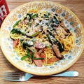 akokuma♪'s cooksnap of when they made ほうれん草としいたけの和風パスタ.