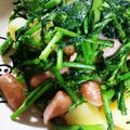 にゃ★にゃ's cooksnap of when they made 菜の花・新じゃが・ウインナーの醤油炒め♬.