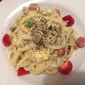 Haru♡323's cooksnap of when they made 簡単ランチに！濃厚カルボナーラうどん♪.