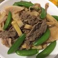 ポメちょん's cooksnap of when they made 筍と牛肉、スナップエンドウの煮物.
