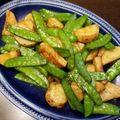 hinahio's cooksnap of when they made 揚げ長芋とさやえんどうの炒めもの.